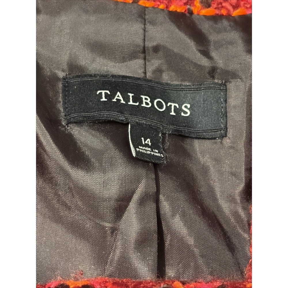 Talbots Women's 14 Blazer Red Wool Blend Blazer Jacket Double Button Front - Picture 4 of 12